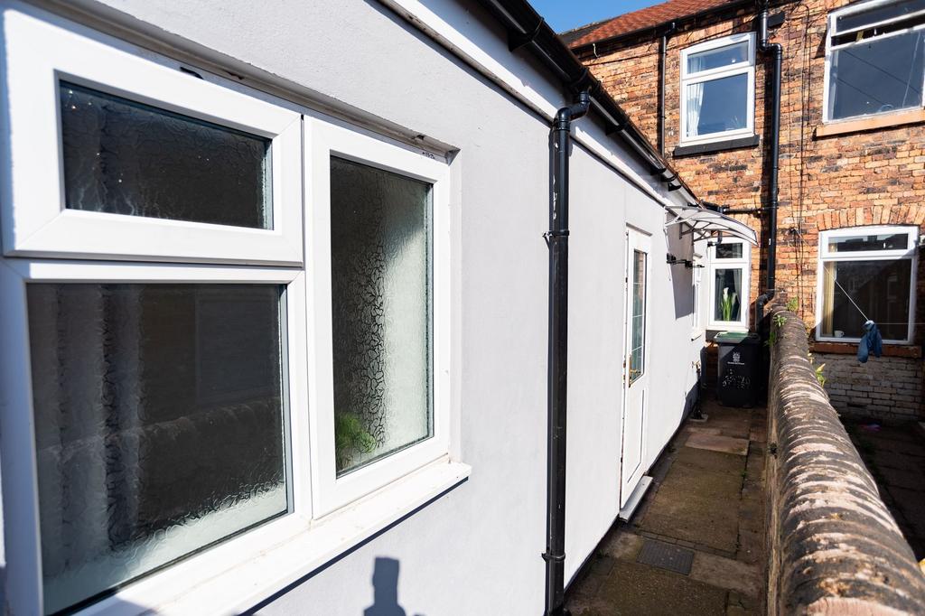 Sunlit side access with fresh white exterior, s...