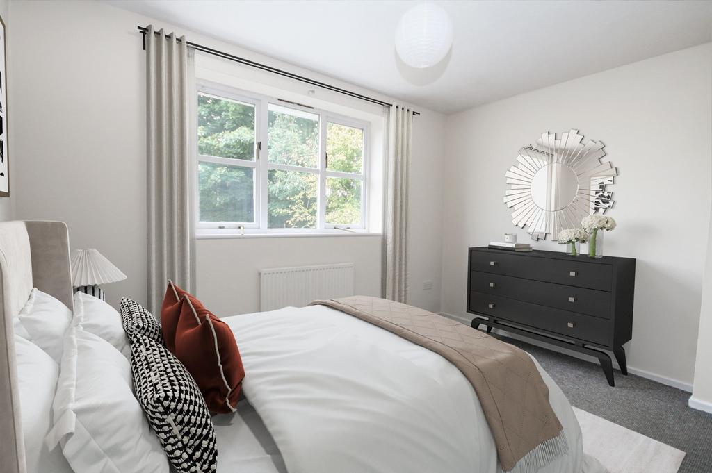 Digitally furnished bedroom