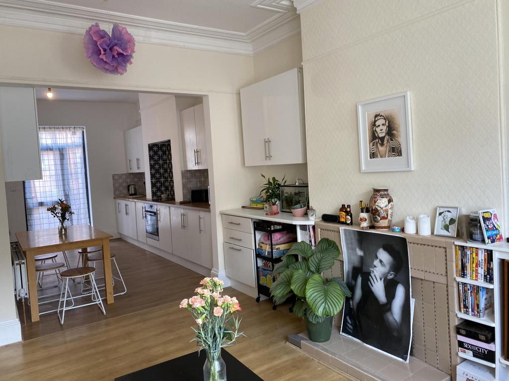 Bright open-plan living area with a contemporar...