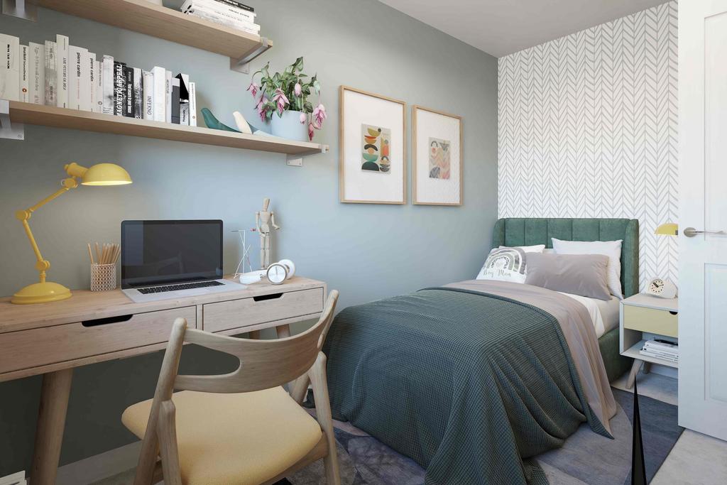 Inside view of modern single bedroom