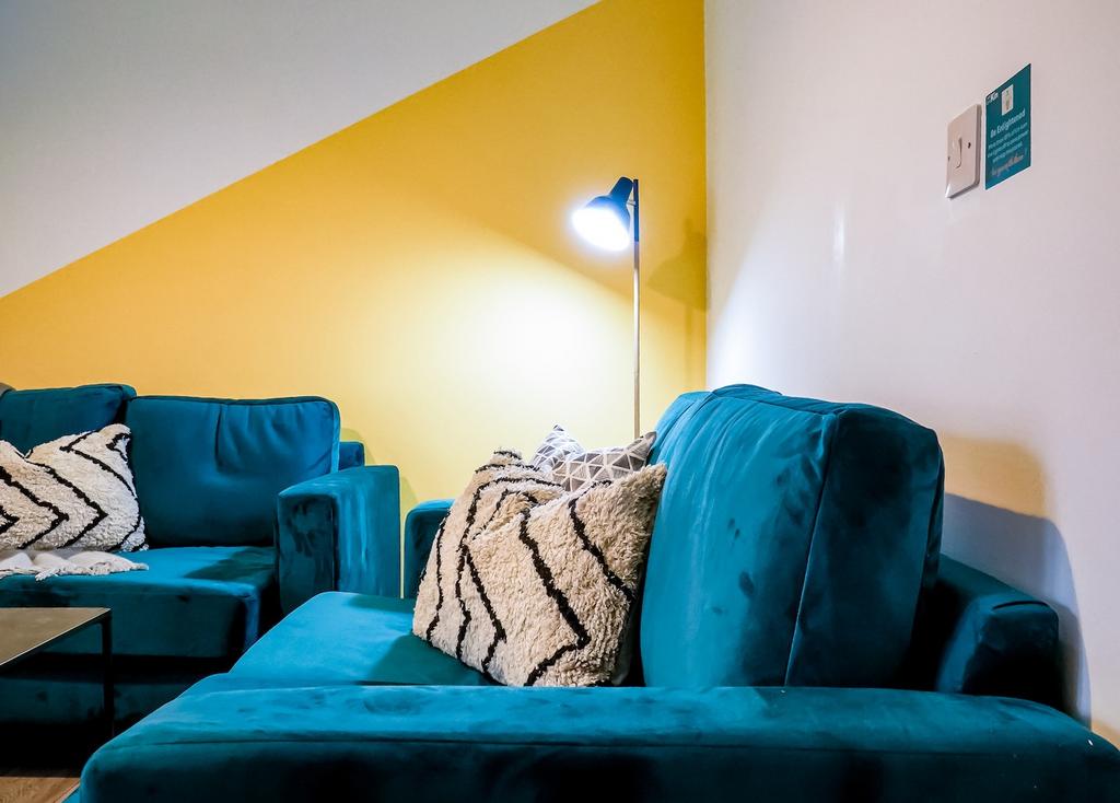 A modern and inviting living room featuring com...