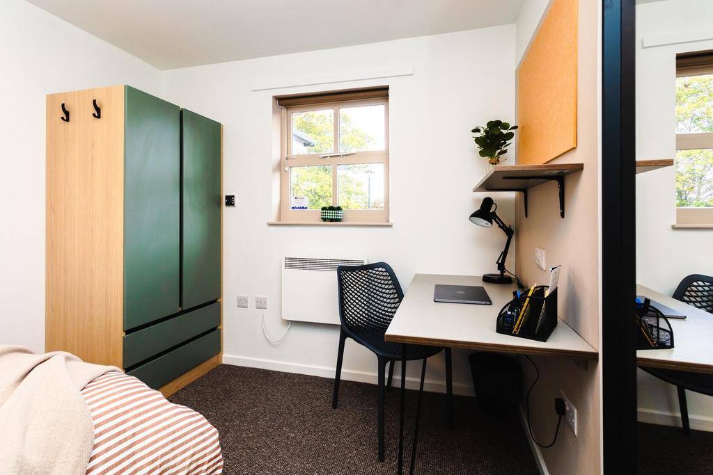 Bright, tidy bedroom with a comfortable bed, st...