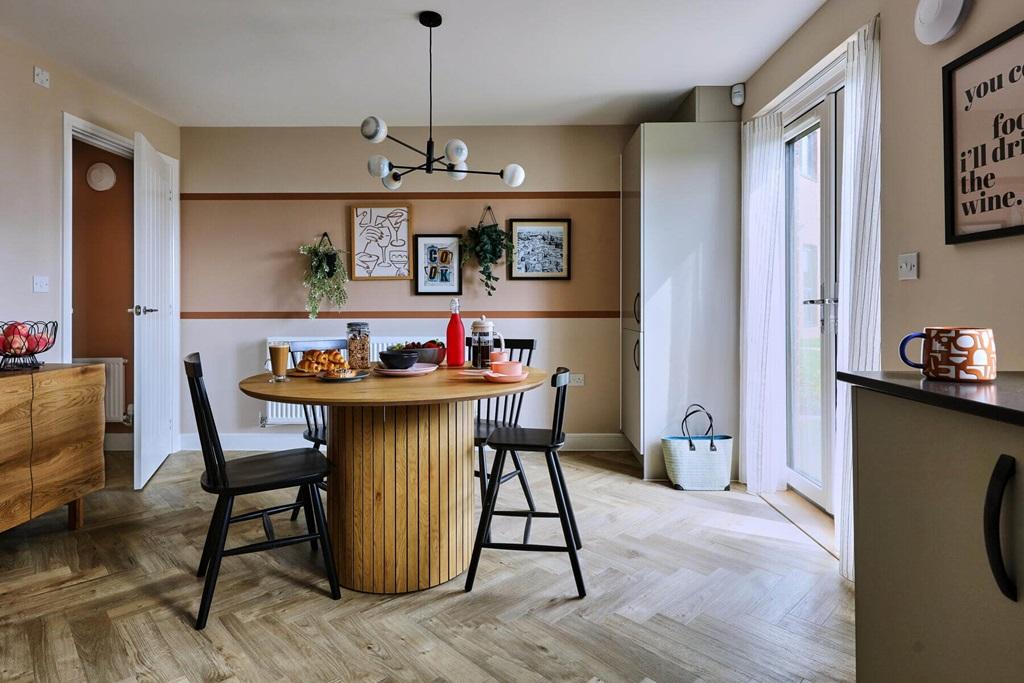 Double doors lead from the dining area to the...