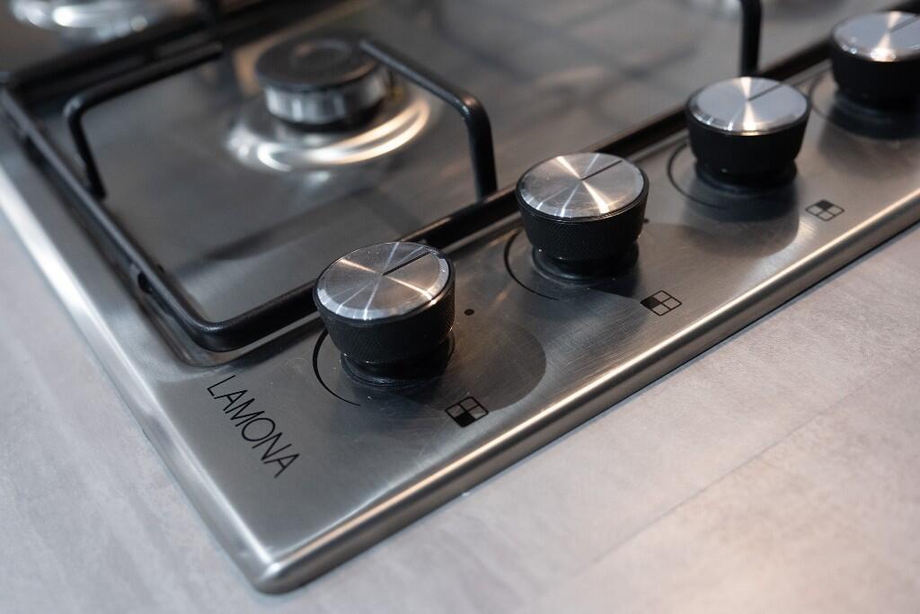 Close-up view of a modern and clean stainless s...