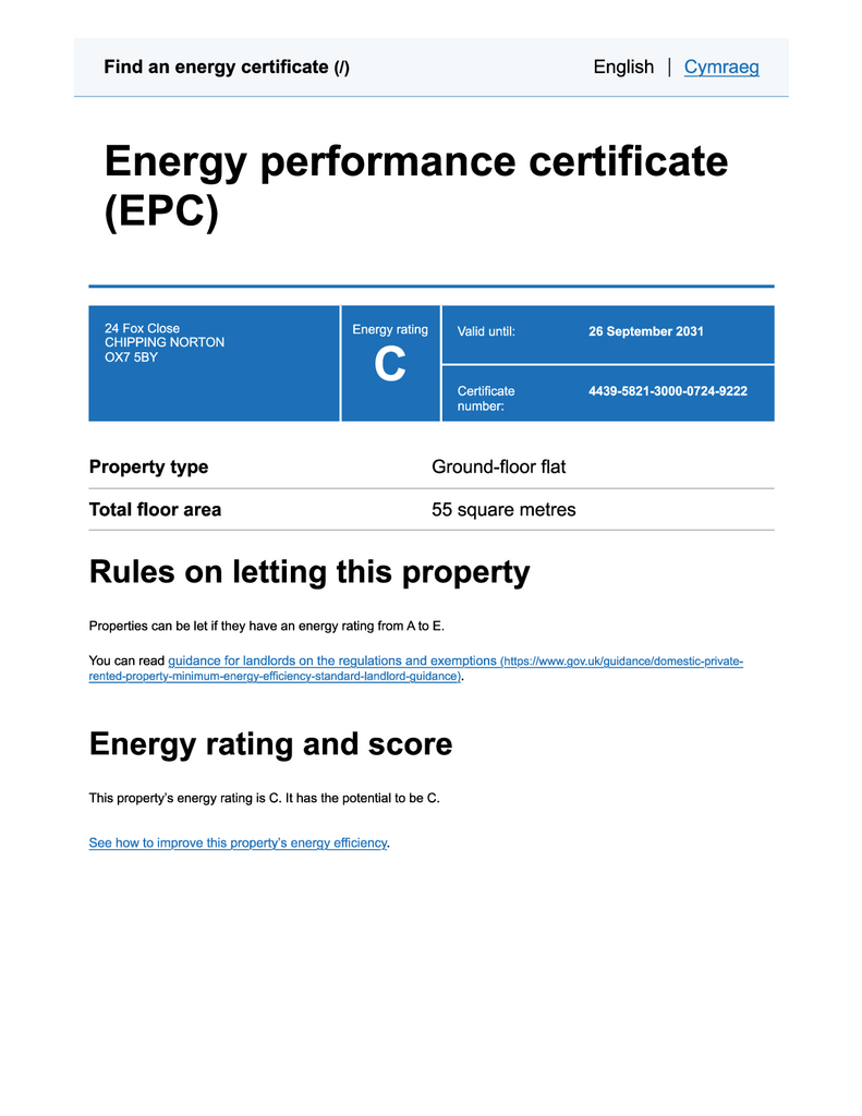 EPC Certificate
