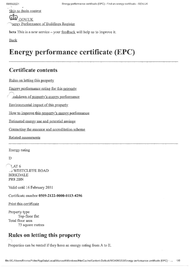 EPC Certificate