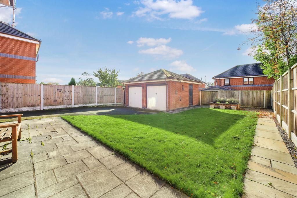 Rear garden with Detached Garage