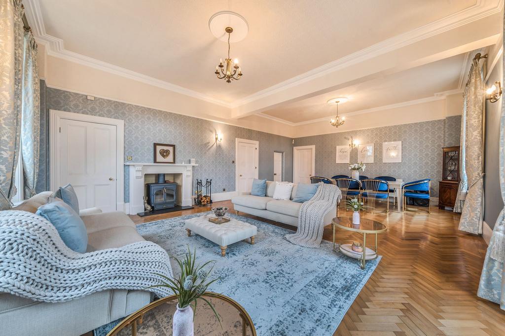 Living room, fireplace