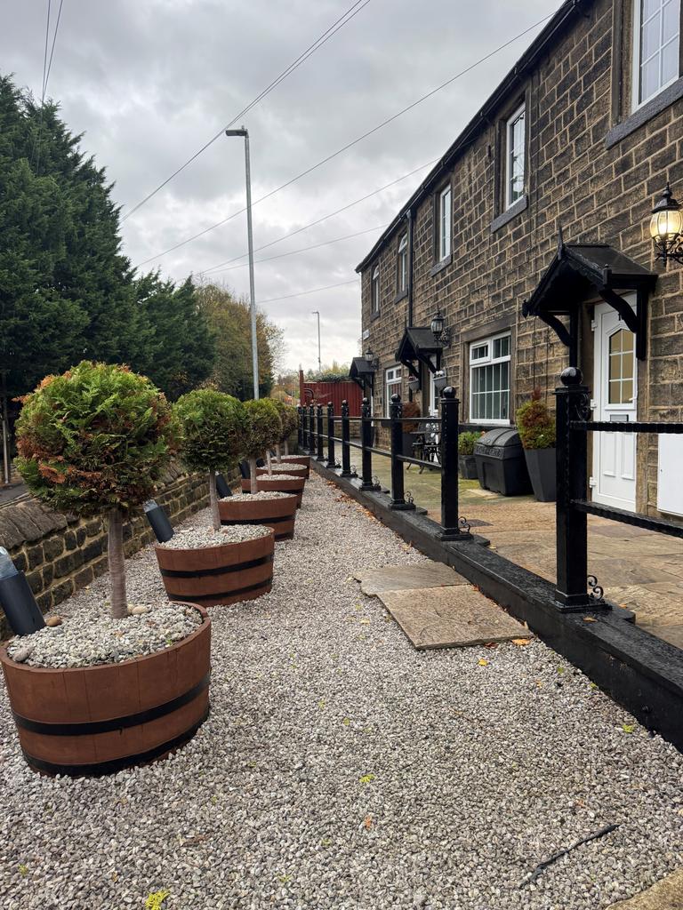 Front pebble path