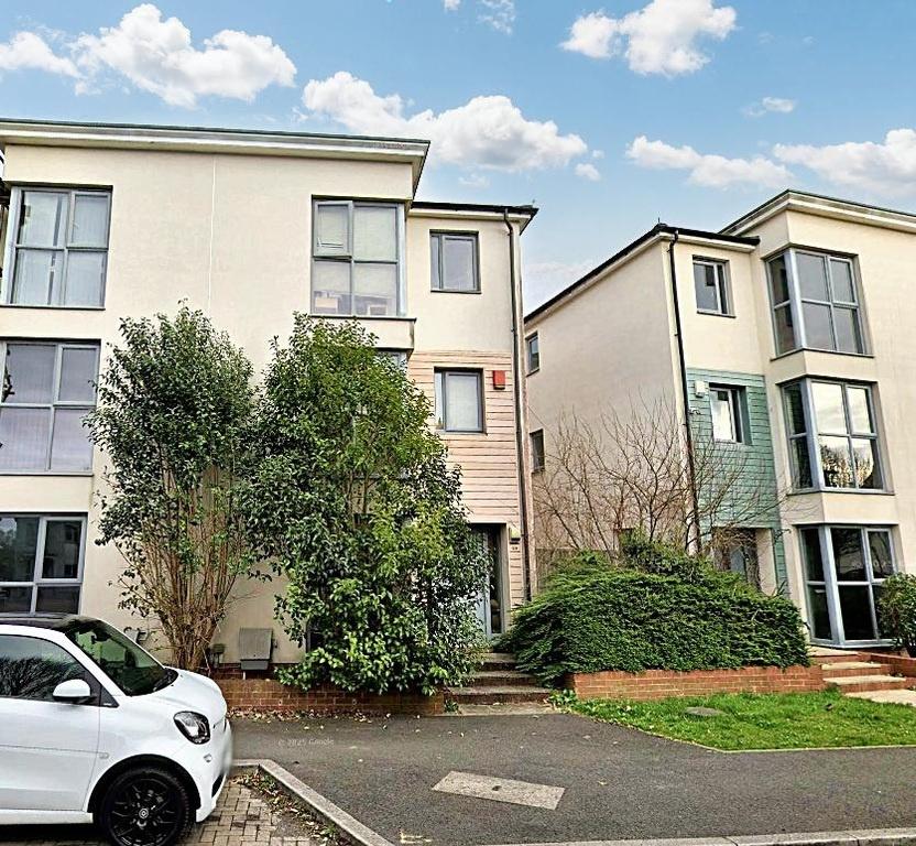 A clear view of the front exterior of a modern ...