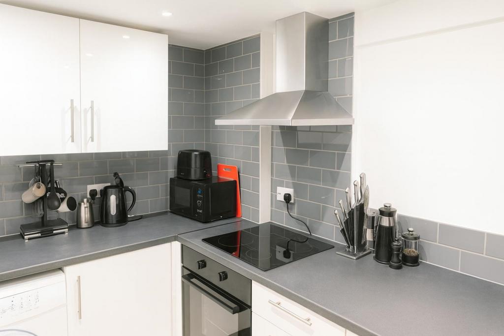 Modern white kitchen marketing