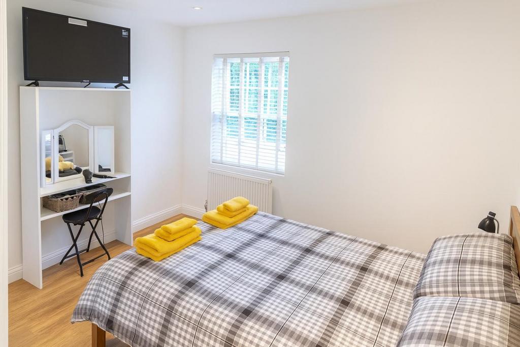 Bright minimalist bedroom marketing