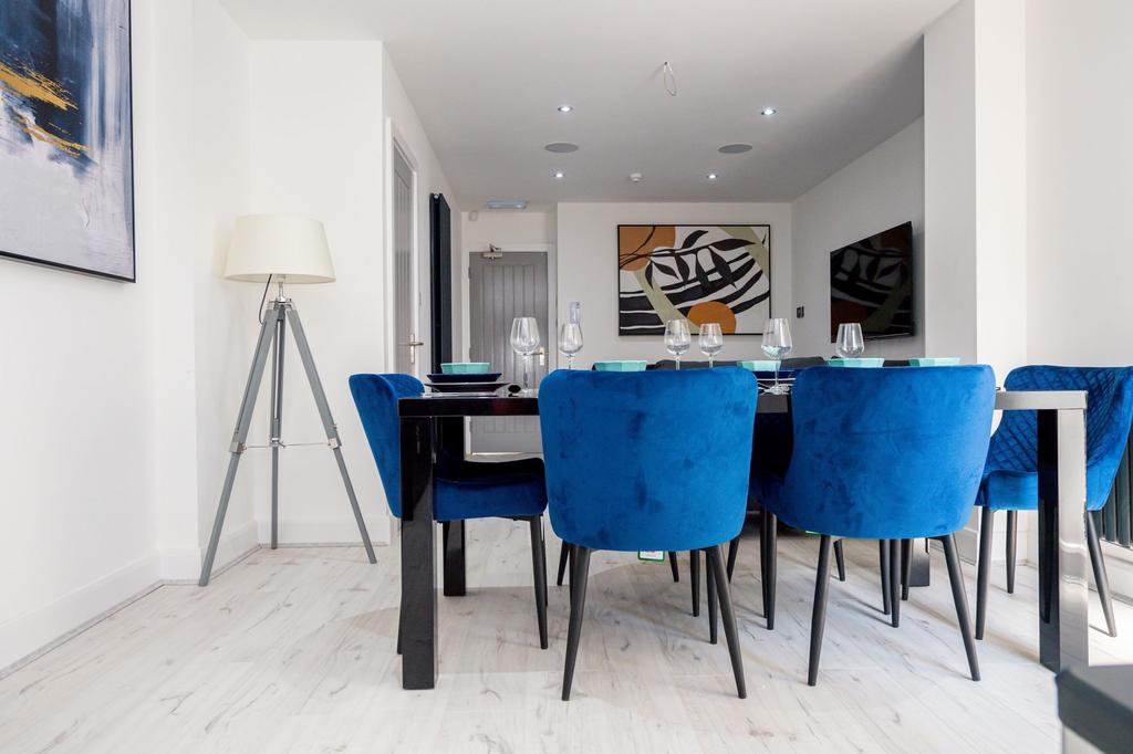 Modern and stylish living room featuring a larg...