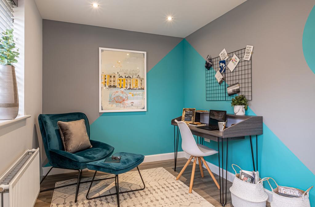 Interior view of the kitchen & family space in...