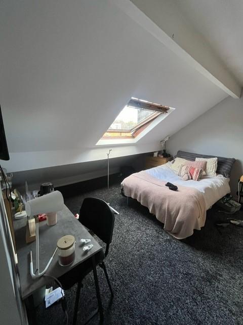 Bright attic double bedroom with a skylight, do...