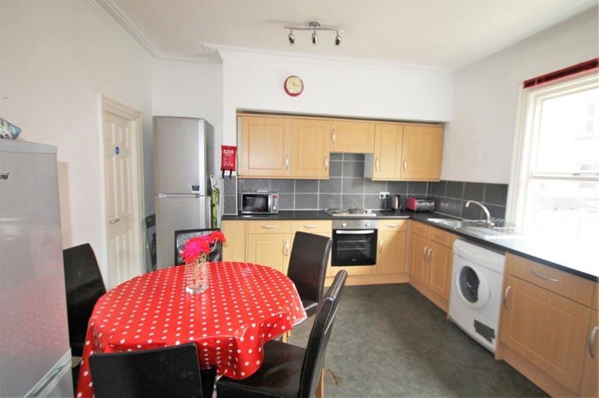 Bright, well-kept kitchen with modern appliance...