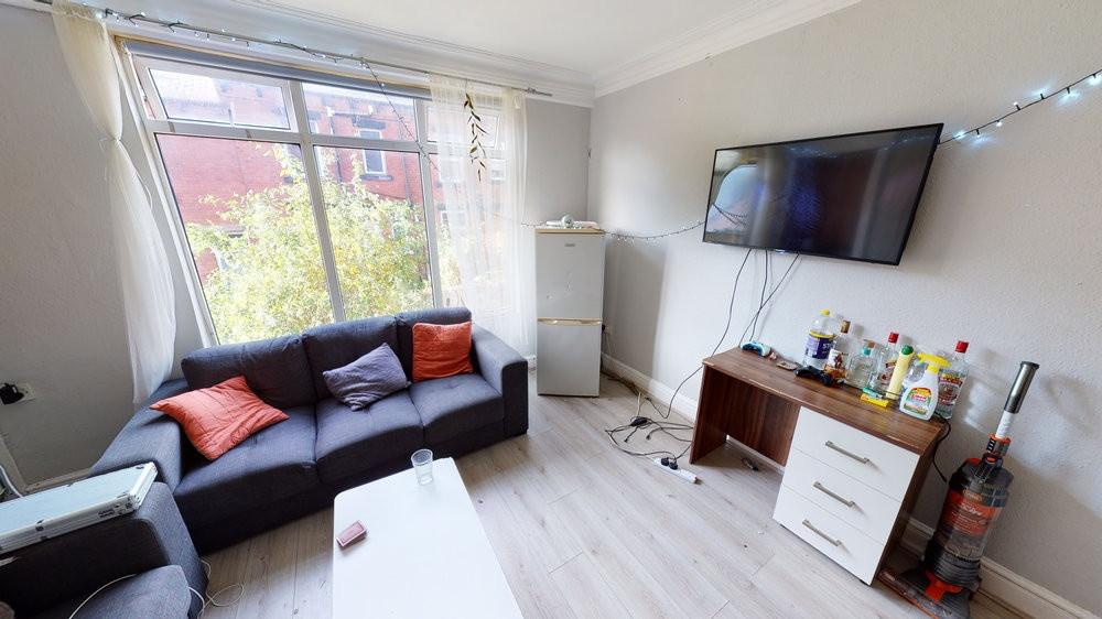 Bright contemporary living room with a comforta...