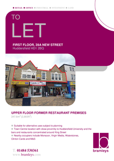Retail property (high street) to rent, 37-39B New St Huddersfield HD1 2BQ