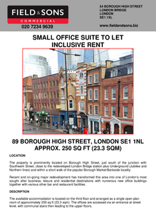 Office to rent, 89 Borough High St London SE1 1NL
