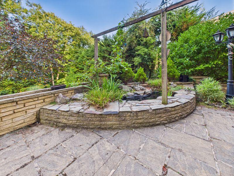 Patio with pond