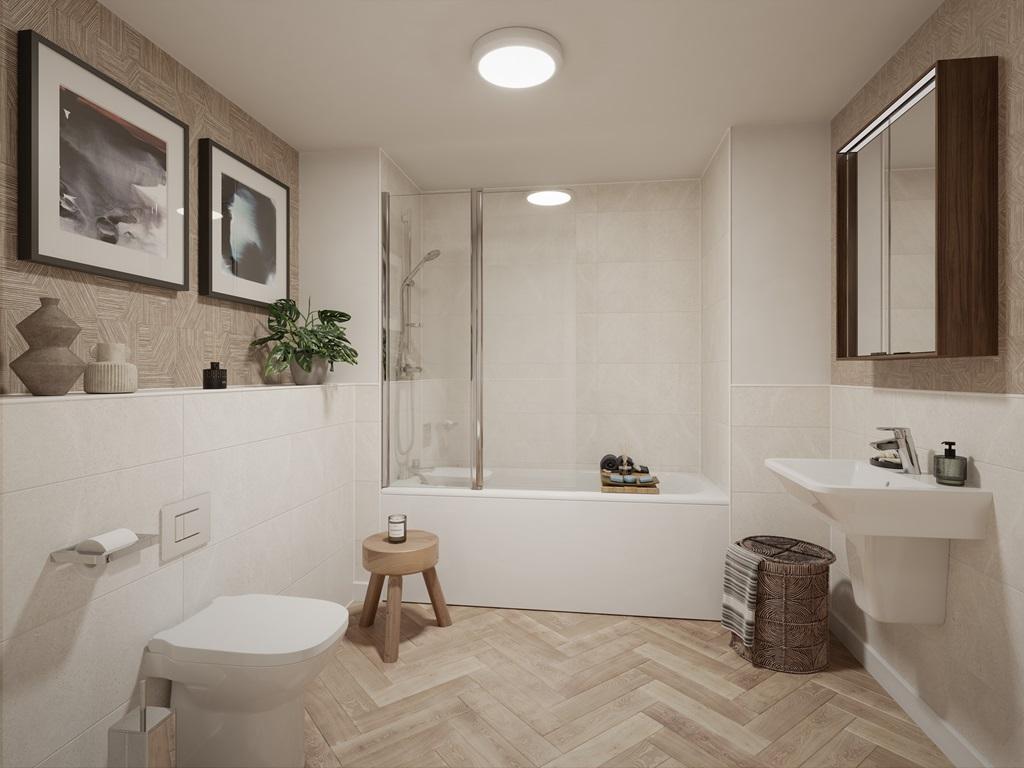 Stylish bathroom makes everyday living easy and...