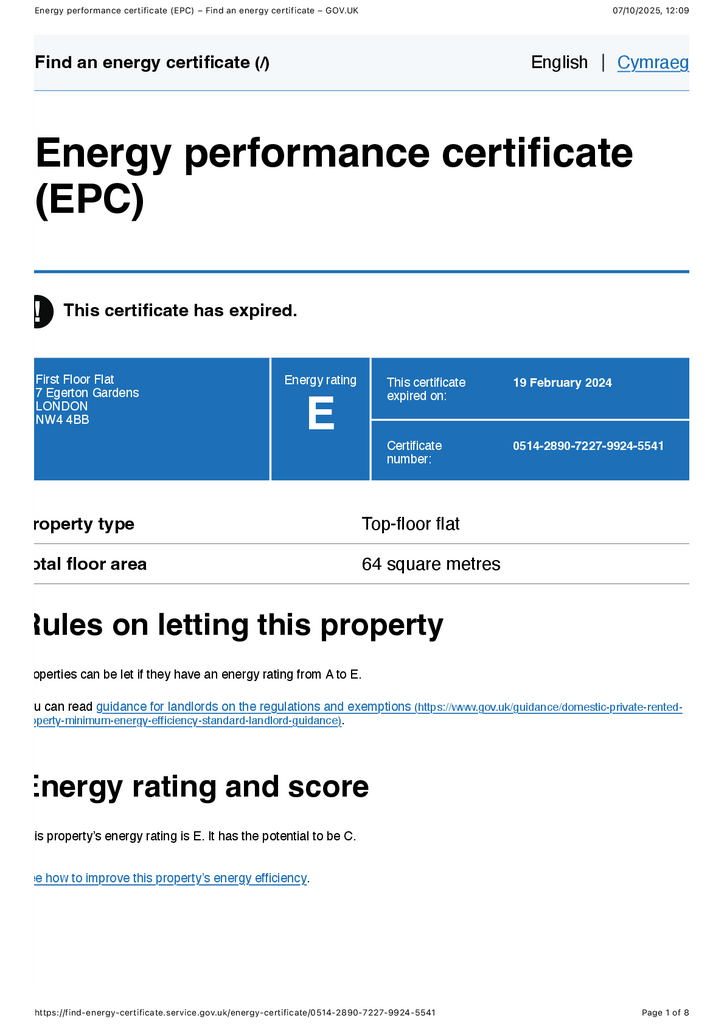 85138 house egerton gardens london nw4 4bb 1 L EPC