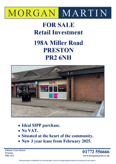Retail property (high street) for sale, 198 Miller Rd Preston PR2 6NH