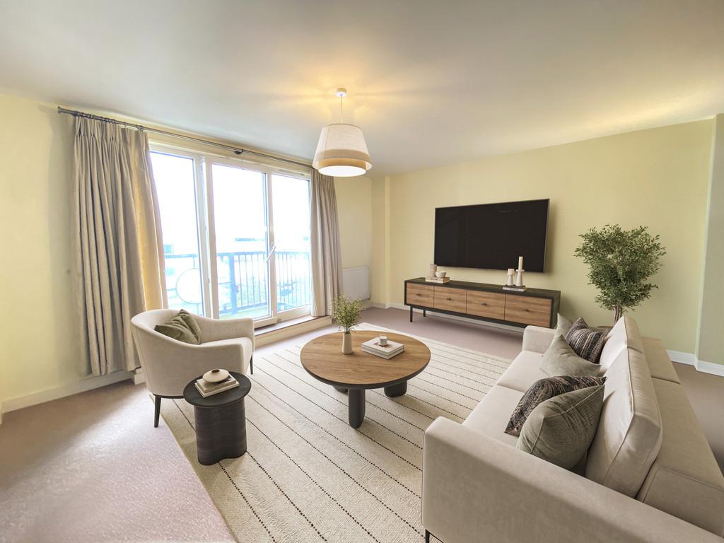 Virtually staged sitting area