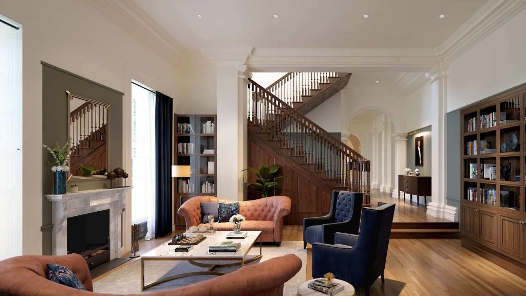 Living room, fireplace