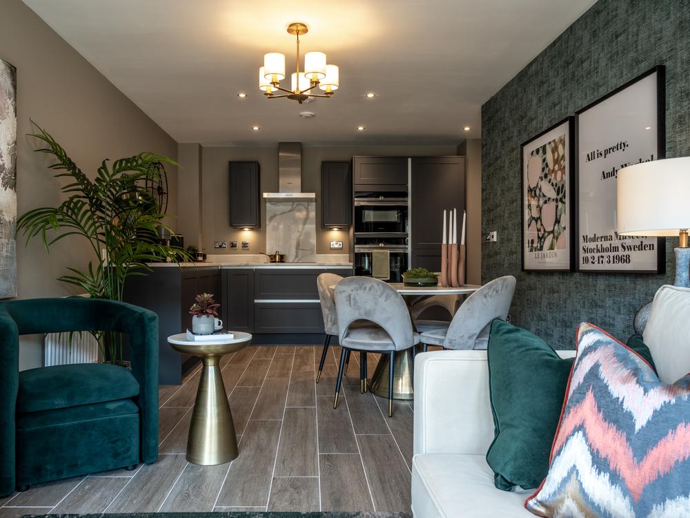 Image of stylish open-plan kitchen dining area...