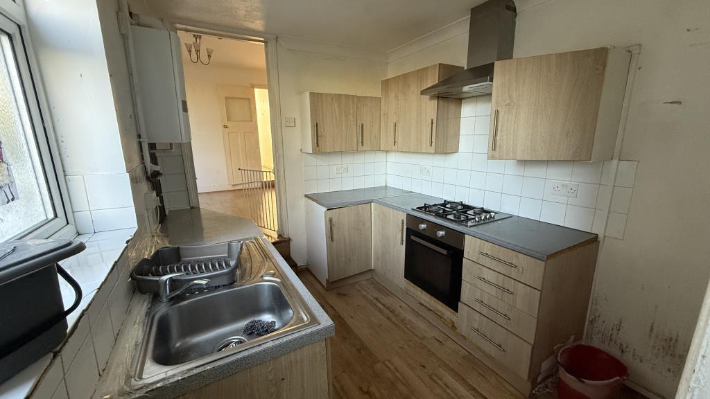 Internal image of kitchen from bathroom