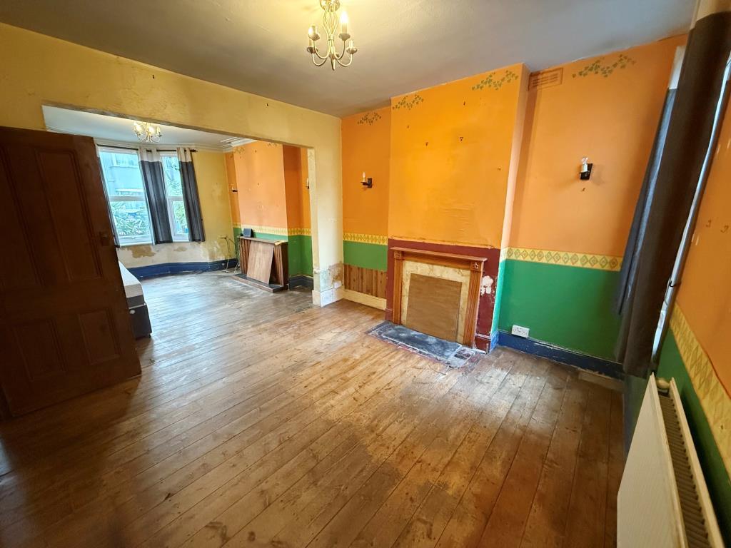 Dining room showing fireplace