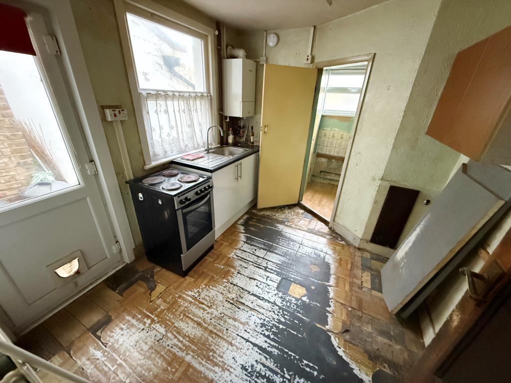 Kitchen with window and back door