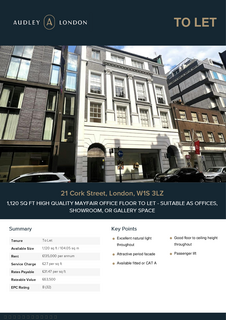 Office to rent, 21 Cork St London W1S 3LZ