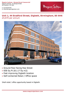 Retail property (high street) to rent, 44 Bradford St Birmingham B5 6HX