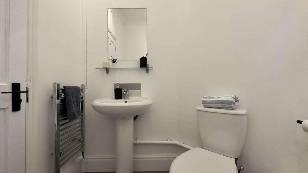 A modern and well-maintained bathroom featuring...