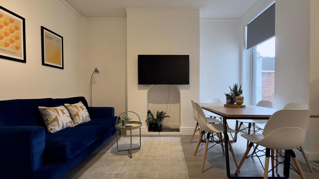 A stylish and inviting large modern living room...