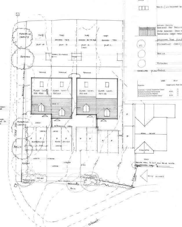 Plan 4 dwellings and orientation