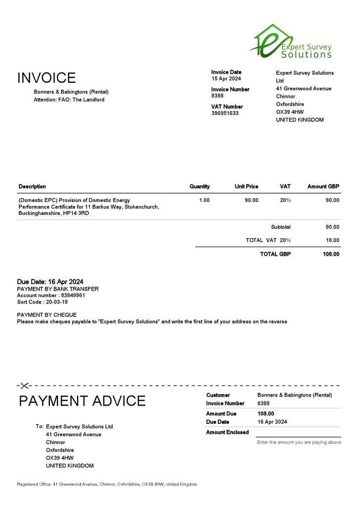 11 Barkus Way - Expert Survey Solutions Invoice 83