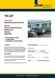 Warehouse to rent, Unit 10 Fernacre Business Park, Budds Lane Romsey SO51 0HA