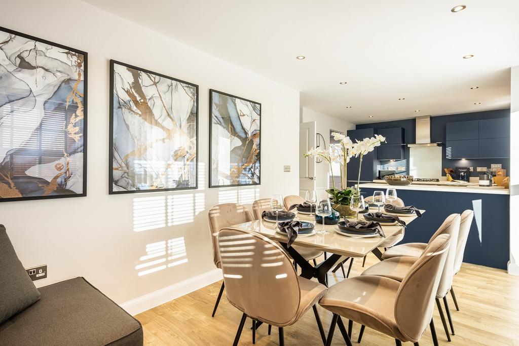 Open plan kitchen diner with french doors