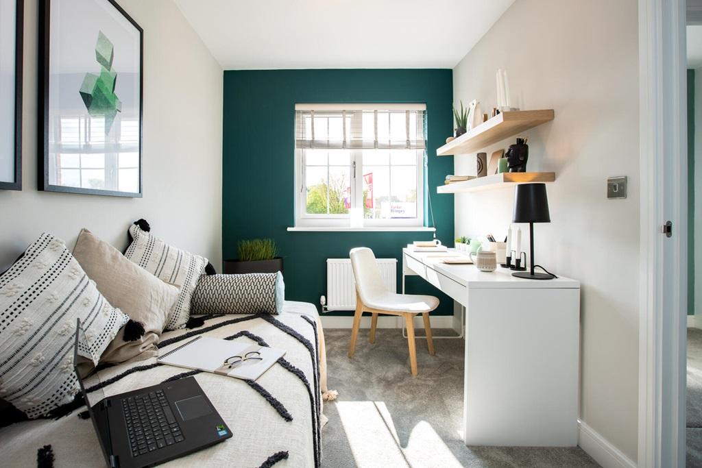 A flexible single bedroom offers space to work...