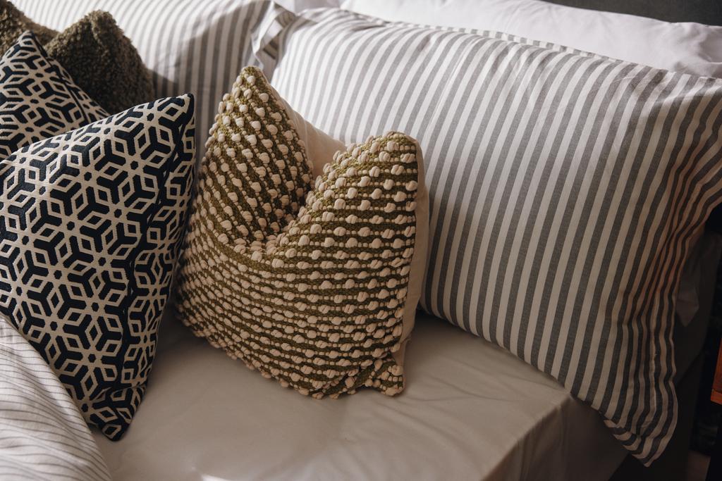 Close up of pillows on a bed