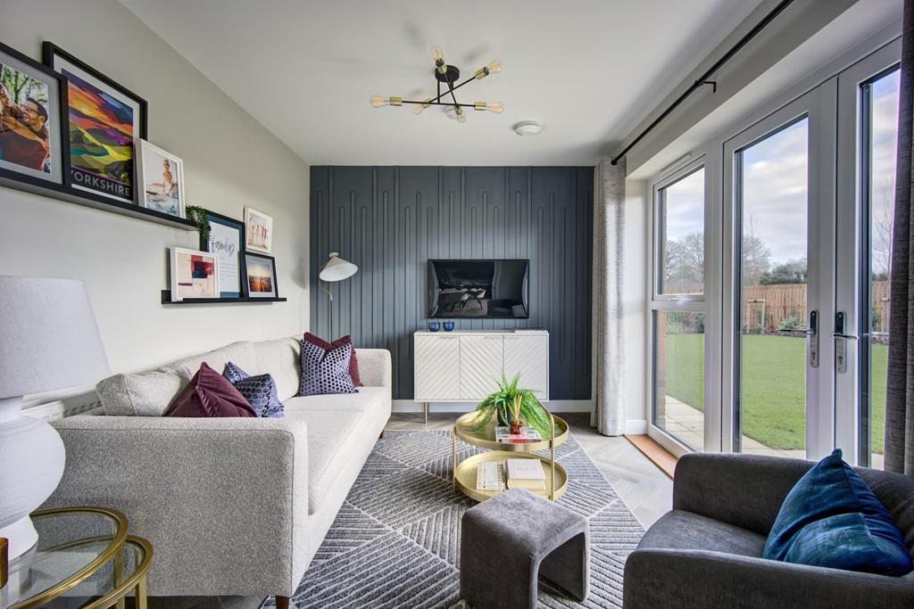 The family room is separated by a sliding door