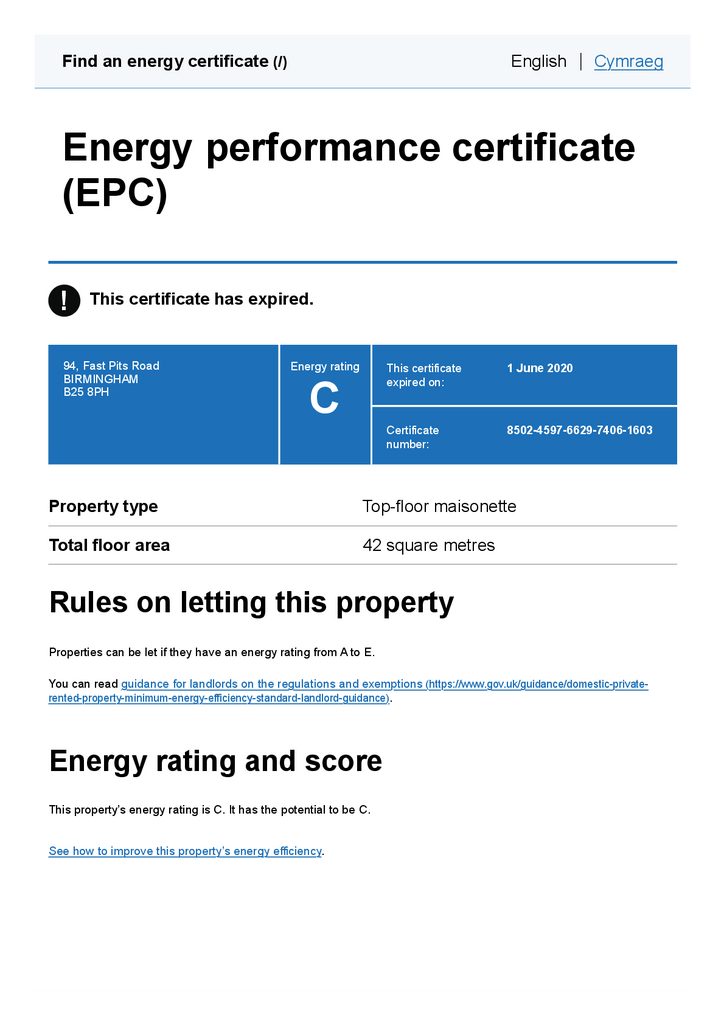 EPC Certificate