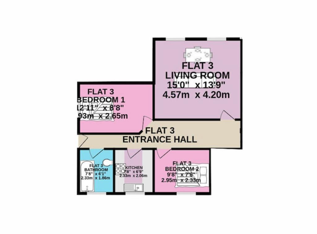 Floorplan flat 3 28 Trowell Grove
