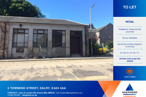 Retail property (high street) to rent, 3 Townend St Dalry KA24 4AA