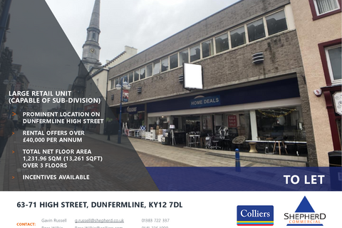 Retail property (high street) to rent, 61-71 High St Dunfermline KY12 7DL