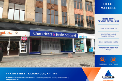 Retail property (high street) to rent, 49 King St Kilmarnock KA1 1PT