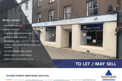 Retail property (high street) for sale, 20 High St Montrose DD10 8JL